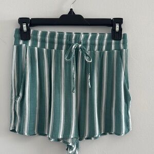 Green and White Striped Shorts
